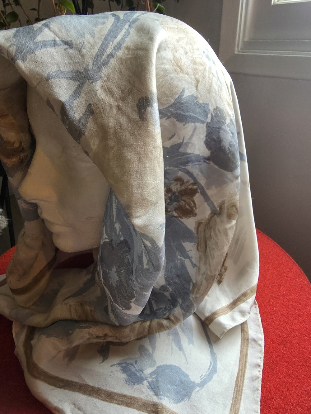 Lovely Italian Silk Scarf, Abstract Soft Florals, Tag Made In Italy